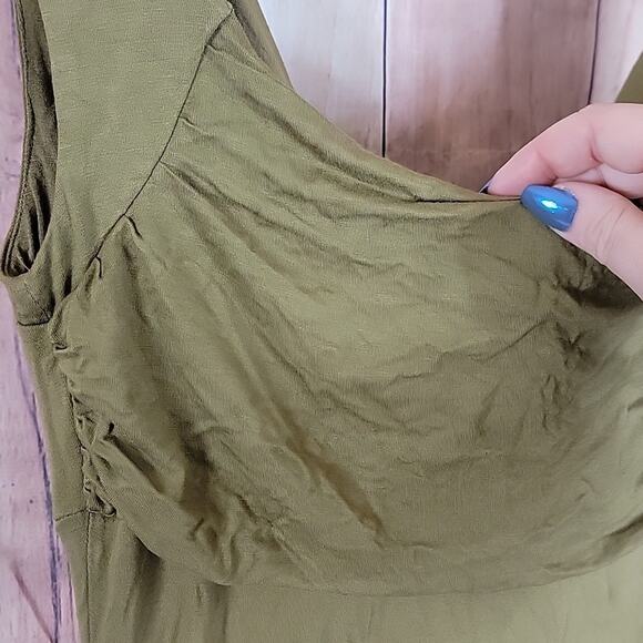 NWT Forever That Girl Anthropologie Tie Front Midi Dress Sage Green Sz M - Picture 5 of 9